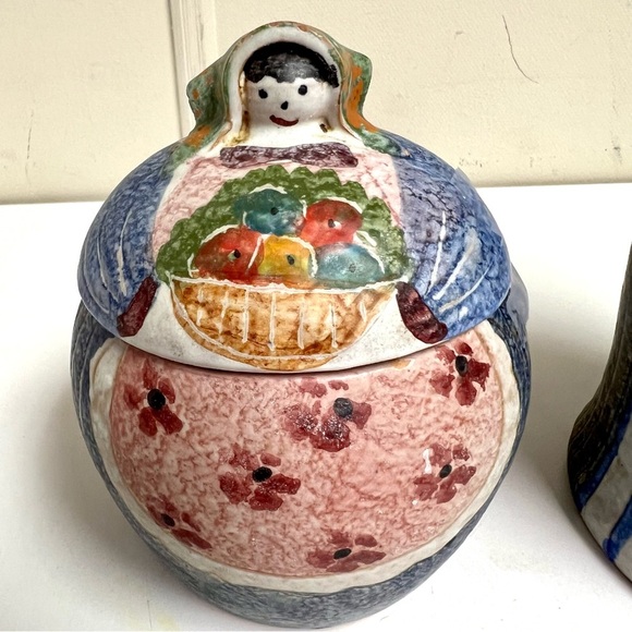 ITALICA ARS 2-piece Vintage MID CENTURY MODIGLIANI POTTERY 8.5” Peasant Women - Picture 3 of 13